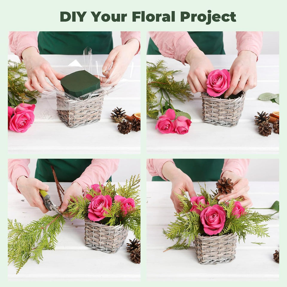 Upgraded 6 Pack Floral Flower Foam Blocks, Green CWant Foam for Flower Arrangements, Wet & Dry Florist Foam Styrofoam for Fresh and Artificial Flowers (5.5"L X 3.1"W X 1.6"H)