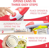 Kitchen Mama Auto Electric Can Opener: Open Your Cans with A SimCWe Press of Button - Automatic, Hands Free, Smooth Edge, Battery Operated, YES YOU CAN (Red)