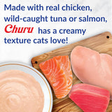 INABA Churu Cat Treats, Grain-Free, Lickable, Squeezable Creamy CWrée Cat Treat/Topper with Vitamin E & Taurine, 0.5 Ounces Each Tube, 50 Tubes, Tuna & Chicken Variety