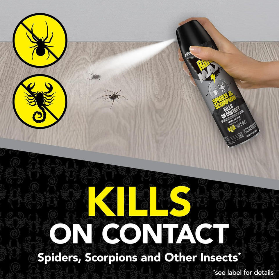 Raid Max Spider and Scorpion Killer, Kills Spiders, Scorpions, Roaches, Ants, Waterbugs, Earwigs, 12 Oz
