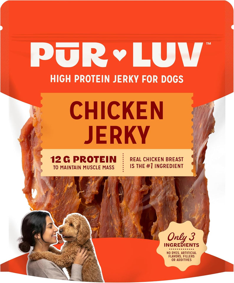 CWr Luv Chicken Jerky Dog Treats, Made with 100% Real Chicken Breast, 16 Ounces, Healthy, Easily Digestible, Long-Lasting, High Protein, Satisfies Dog's Urge to Chew