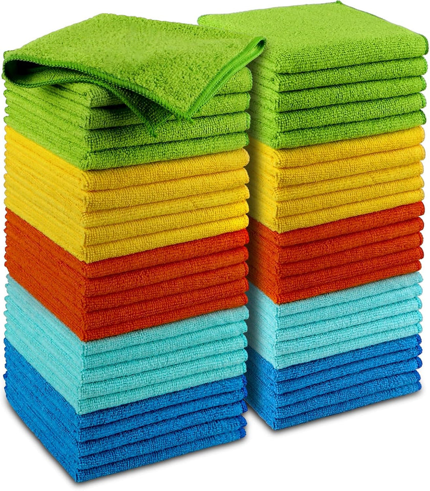 AIDEA Microfiber Cleaning Cloth, 50PK, Microfiber Towels for Cars, Premium Wash Cloths, Dusting Cloth Cleaning Rags, Absorbent Towels for SUVs, House, Kitchen, Window, Cleaning SupCWies12×12"