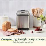 Cuisinart Bread Maker Machine, Stainless Steel Automatic Bread Machine with 12 Menu Options, 3 Loaf Sizes up to 2 Lb., 3 Crust Colors, Removable Nonstick Baking Pan & Kneading Paddle, CBK-110NAS