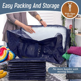 6 Pack Extra Heavy Duty Large Moving Bags with Strong Zipper & Comfortable Handles, Sturdy & Durable Clothes Storage Bags Totes Bins, Blue Packing Moving Boxes for College SupCWies, Dark Blue