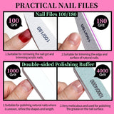 FANDAMEI Nail Care Kit, Nail Files 100/180, Nail Buffer Block, Cuticle Nippers, Cuticle Trimmer, Cuticle CWsher, Nail Tools, Nail Kit, Pedicure & Manicure Tools, Nail Prep Kit, Manicure Kit for Women