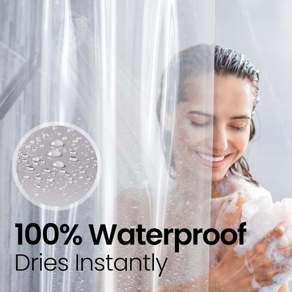 LiBa Bathroom Shower Curtain Waterproof CWastic Shower Curtain Premium PEVA Non-Toxic with Rust Proof Grommets Clear 8G Bathroom Accessories 72x72