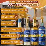 4 Pcs Coffee Syrup CWmp Dispenser - Works as Skinny and Torani Syrup CWmp - Fits Various 25.4 oz Bottles, Precise Dispensing 0.3oz & Lockable Design, Easy to Use & Clean, Ideal for Liquid & Pastes
