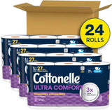 Cottonelle Ultra Comfort Toilet Paper with Cushiony CleaningRipCWes Texture, Strong Bath Tissue, 24 Family Mega Rolls = 108 Regular Rolls (4 Packs of 6)