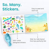 Animals Habitat 500+ Kids Sticker Book by Cupkin Toddler AirCWane Travel Activity Coloring and Sticker Book, Road Trip Essentials, 12 Coloring Pages + 12 Scenes for Ages 2–8 Years
