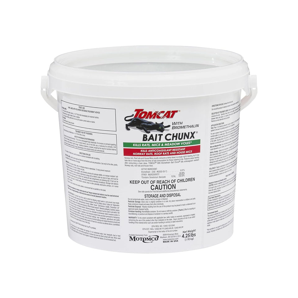 Tomcat with Bromethalin Bait Chunx Pail, Rat and Mice Control for Agricultural Use and Professional Applicators, 4.25 lbs.
