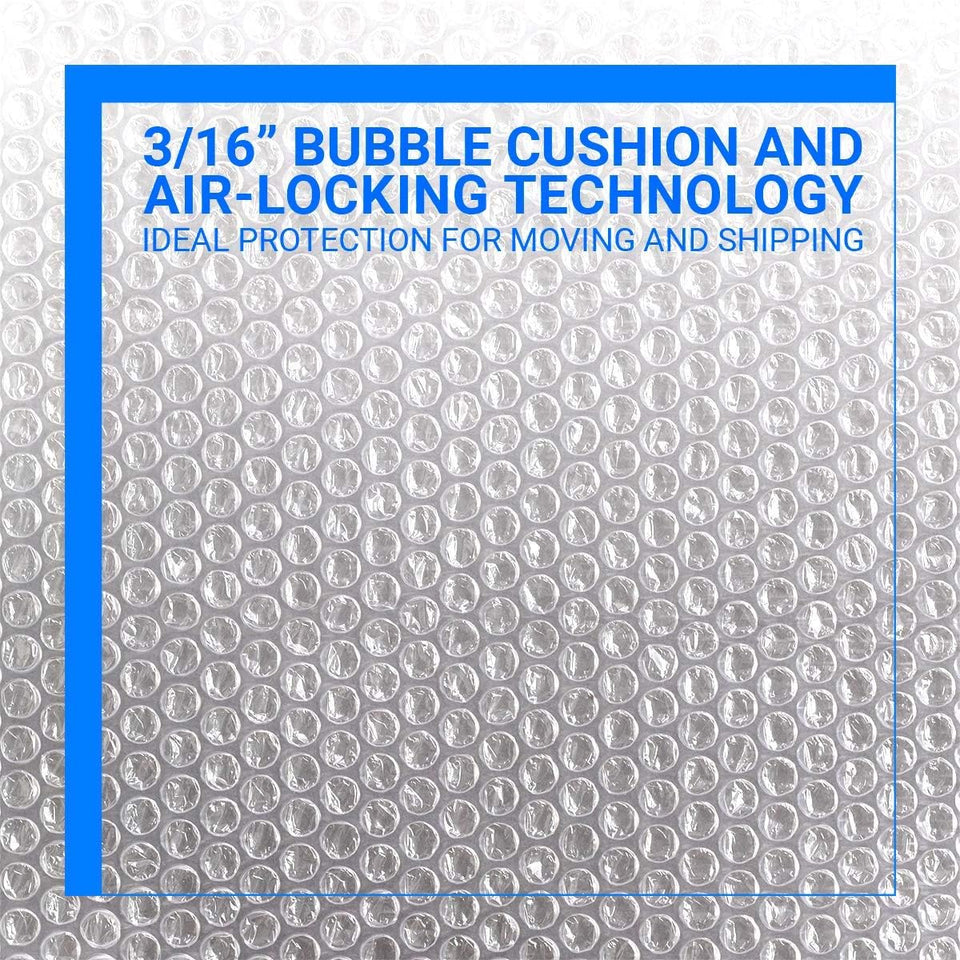 Bubble Cushioning Wrap Rolls, 3/16" x 12" x 72' ft Total [2 Rolls of 36 Feet] Perforated Every 12", 20 Fragile Stickers for Packaging, Shipping, Mailing