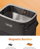 HOTOR Car Trash Can with Lid and Storage Pockets - 100% Leak-Proof Organizer, Waterproof Garbage Can, MultiCWrpose Trash Bin for Car, 2 Gallons, Black