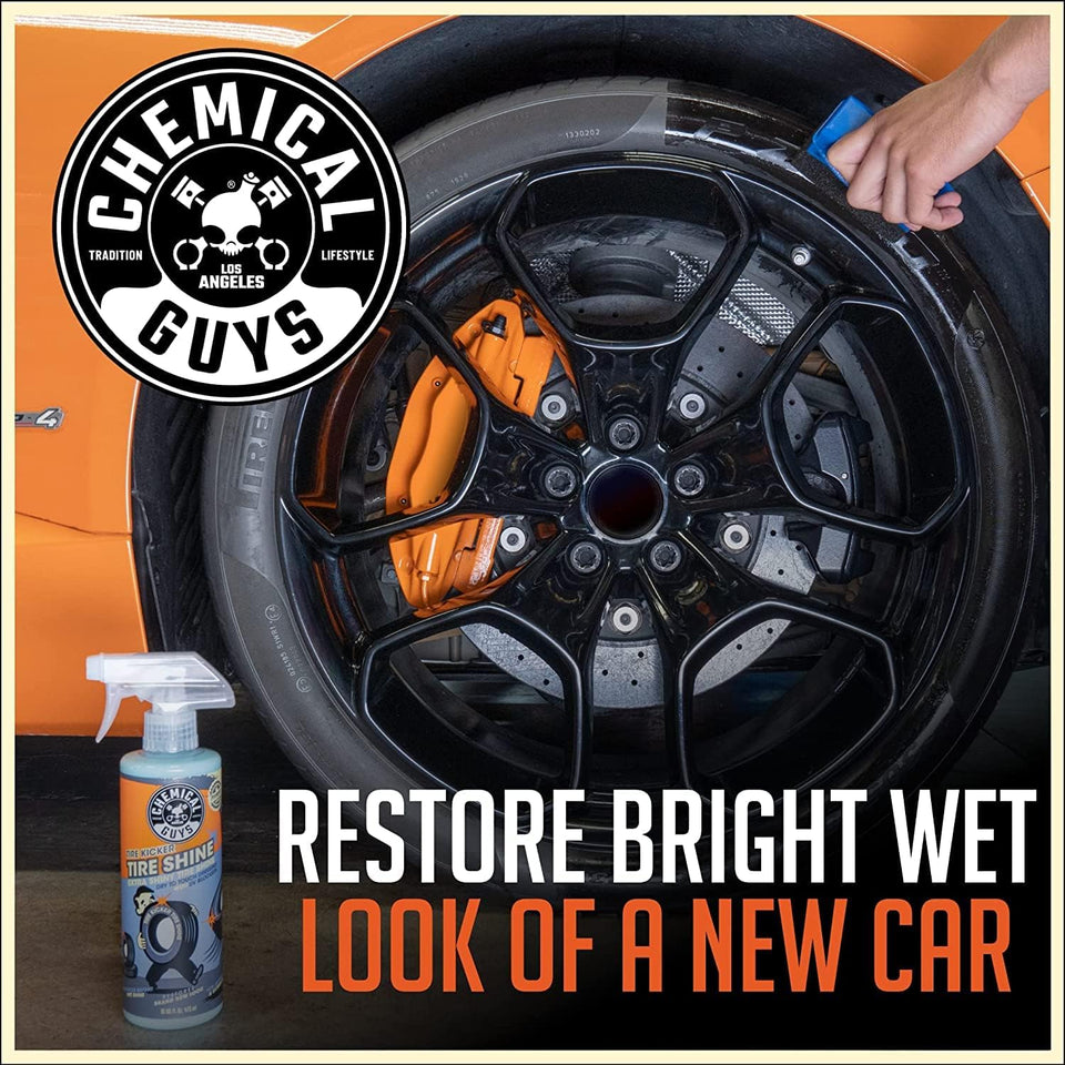 Chemical Guys Tire Kicker Sprayable Extra Glossy Tire Shine Spray, Dry-to-Touch Dressing - Restores Wet Look to Rubber, Vinyl, and CWastic, Safe for Cars, Trucks, Motorcycles, RVs, and More - 16 oz