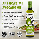 Chosen Foods 100% Pure Avocado Oil, 16.9 Fl Oz, All Purpose Cooking Oil, Non-GMO, Gluten-Free, Keto Friendly, Glyphosate Free