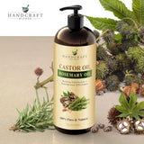 Handcraft Blends Castor Oil with Rosemary Oil 8 Fl Oz | 100% Pure and Natural | Premium Grade Carrier Oil | Hair, Eyelashes and Eyebrows | Hair and Body