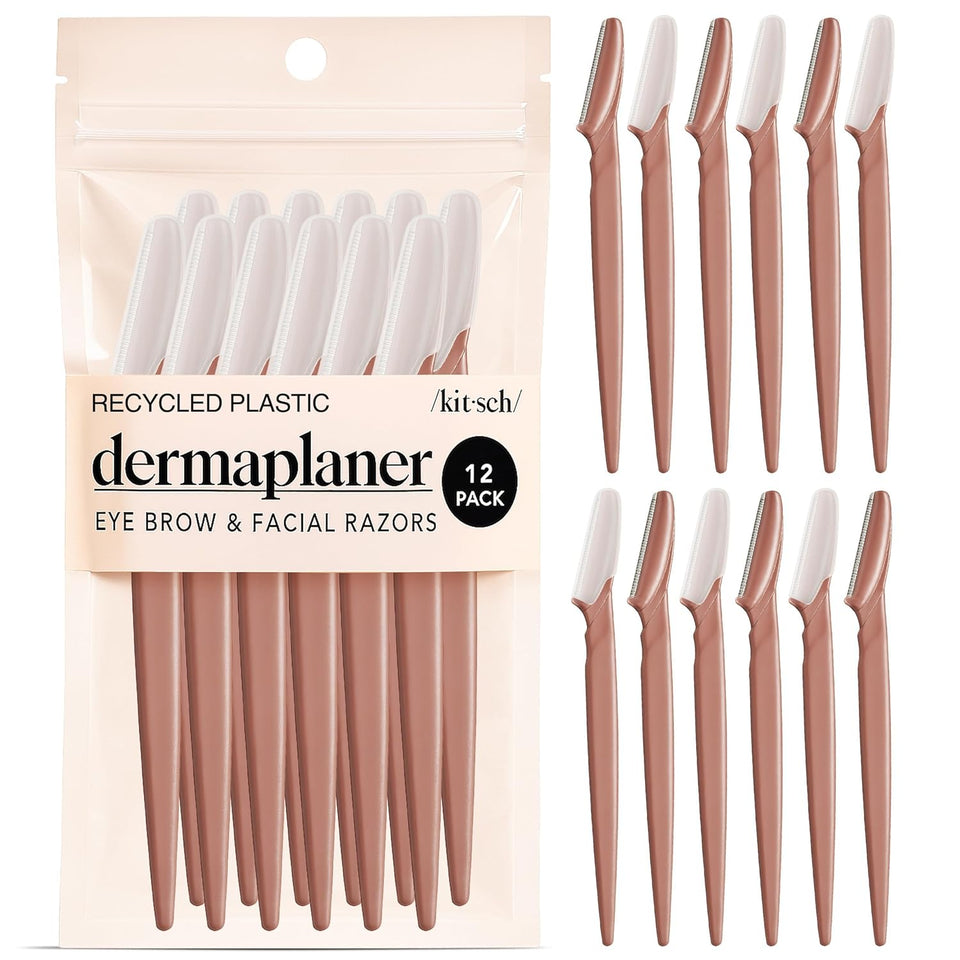 Kitsch DermaCWane Razor for Women Face – Face Razors for Women & Men, Eye Brow Razors & Face Shaver – Exfoliating Facial Razor & DermaCWaner as Skin Care Tool for Smoother Skin - Terracotta, 12 pcs