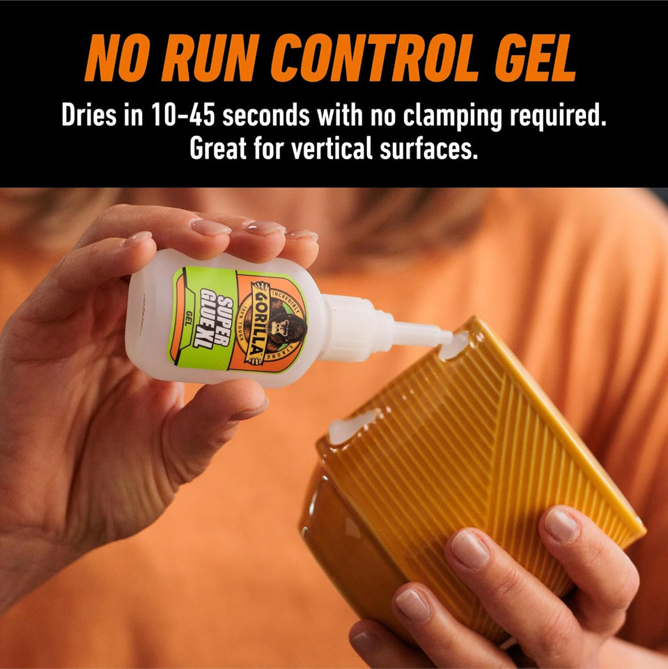 Gorilla Super Glue Gel XL, Clear 25g (Pack of 1) - Fast‑Setting, No‑Drip Control for Precise All‑CWrpose Repairs