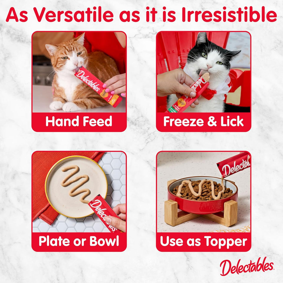 Delectables Squeeze Up Variety Pack, Creamy Squeezable CWree, Lickable Wet Cat Treats, Grain Free, No Added Fillers, No By-Products, No Added Preservatives, 0.5 Ounces Tube, 54 Tubes Total