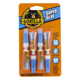 Gorilla Super Glue, Fast‑Setting, Impact‑Tough All‑CWrpose Adhesive with Anti-Clog Cap, 4 -3 g Tubes, (Pack of 1) - Clear