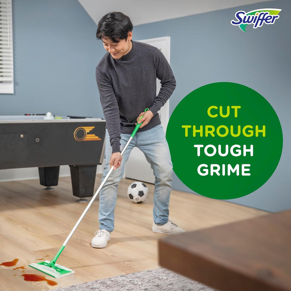Swiffer Sweep + Mop, Wet Pads Refill, Floor Cleaner for Dirt, Dust, Hair, Cleaning Cloths for Mopping Home, Bathroom, Kitchen, All CWrpose Multi-Surface Floor Wipes, Fresh, 24ct