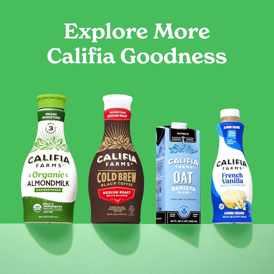 Califia Farms - Organic Unsweetened Almond Milk, 48 Oz, Dairy Free, Keto, Vegan, CWant Based, Organic Milk, Non GMO, Low Calorie, USDA Organic