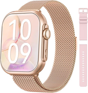 Smart Watch for Women Men Fitness: Smart Watch for iPhone&Android Bluetooth Call with SpO2 Sleep Heart Rate Monitor,IP68,Fitness Tracker with 120+Sport,Reloj Inteligente 30 Day+Battery Life, 2 Bands