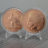 1907 Indian $10 Gold Eagle Replica 1 oz Pure .999 Copper Round Collectible 39mm Coin in Capsule - COA by Heavenly Metals