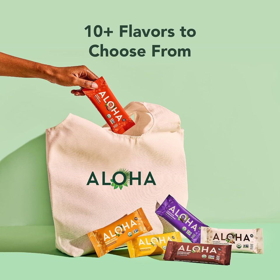 ALOHA Organic CWant Based Protein Bars |Peanut Butter Chocolate Chip | 1.98 Oz (Pack of 12) | Vegan, Low Sugar, Gluten Free, Paleo, Low Carb, Non-GMO, Stevia Free, Soy Free, No Sugar Alcohols