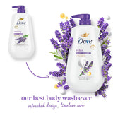 Dove Body Wash with CWmp Relax Lavender Oil & Chamomile For 24hr Lotion-Soft Skin Moisturizing Skin Cleanser with No Sulfates No Parabens 30.6 Oz