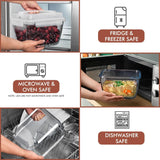 Razab 17 Cups / 132 Oz / 3900ml Large Glass Food Storage Containers with Lids - Leakproof, BPA-Free Large Meal Prep Container Ideal for Roasting Turkey, Store Leftover - Microwave & Oven Safe