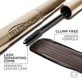 L’Oreal Paris Makeup Original Telescopic Mascara, Separating Mascara Volume and Length Formula, Washable, Blackest Black, 0.27 Fl Oz., 1 Count