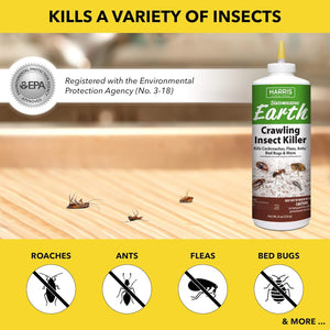 Harris Diatomaceous Earth Crawling Insect Killer, 8oz for Roaches, Fleas, Ants, Bed Bugs, and More…