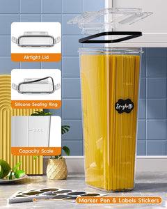 Airtight Food Storage Containers with Lids, 24 PCS Kitchen and Pantry Organization Canisters, BPA-Free, PVC-Free, Food-grade Plastic Leak-proof Jars for Cereal, Flour, Sugar, Extra 24 Labels & Marker