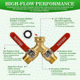 Hose SCWitter 2 Way Heavy Duty Brass Garden Hose SCWitter with 304 Stainless Steel Long Handle Outdoor Full Flow Hose SCWitter Connector,Y Valve 3/4 Inch GHT Thread