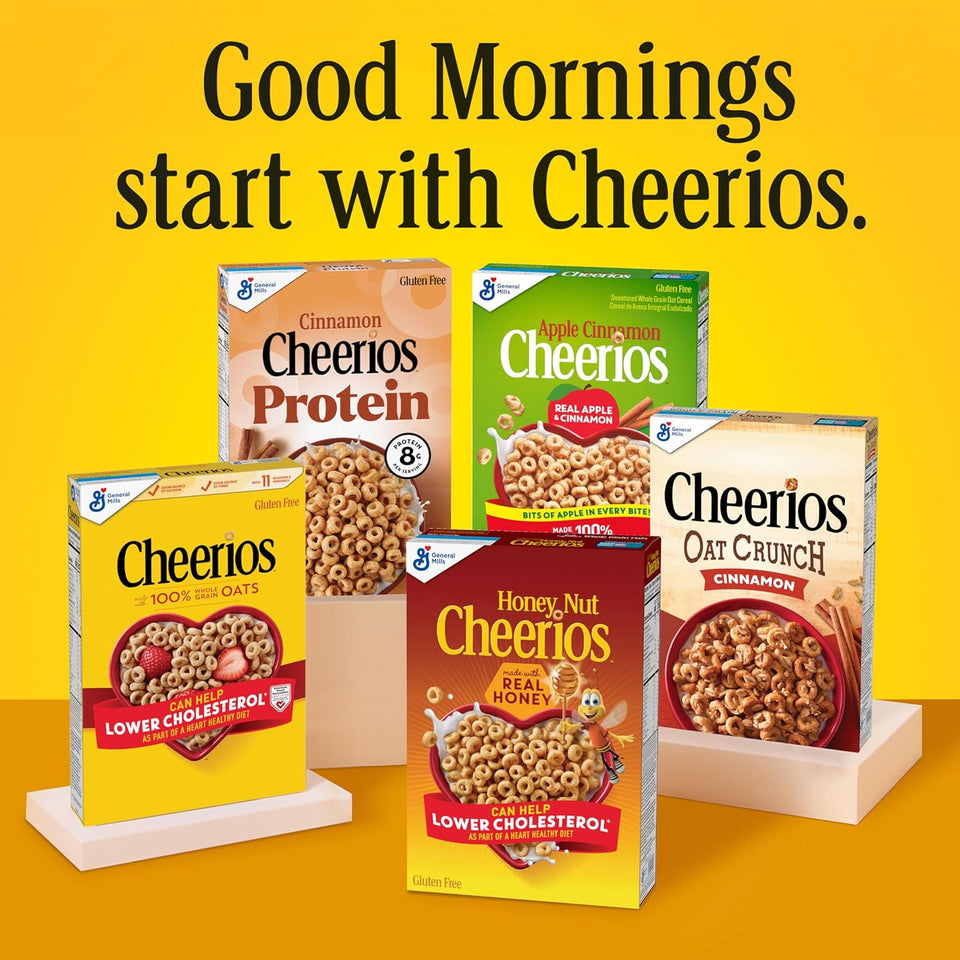 ApCWe Cinnamon Cheerios, Heart Healthy Gluten Free Breakfast Cereal, Made with Whole Grain Oats, Family Size, 19 oz