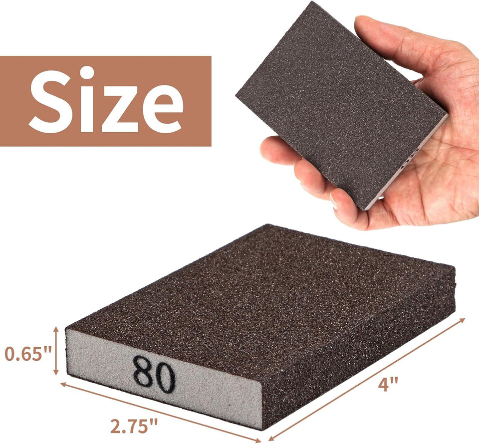 8 Pack Sanding Sponge, Sanding Blocks 60/80/120/220 Grit Assortment, Sand Paper for Wood Furniture, Sander Pads, Washable and Reusable Sandpaper for Drywall Metal Glasses Repair