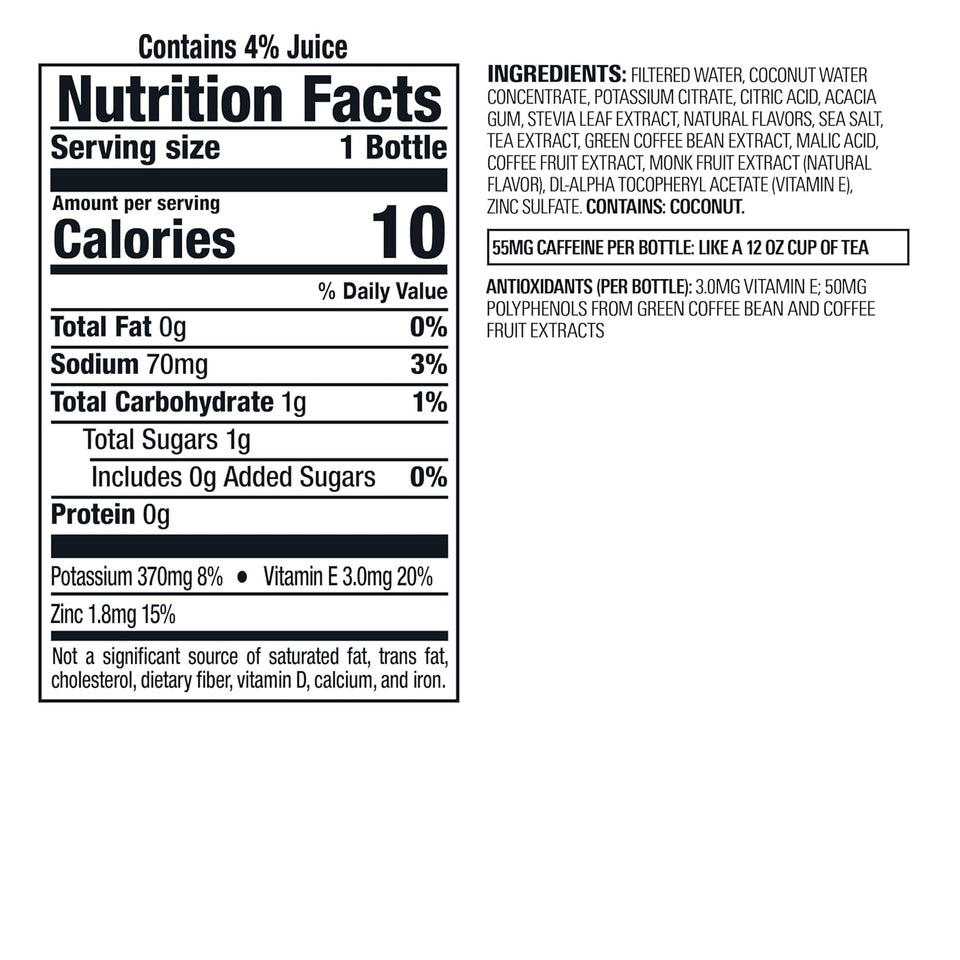 Bai Antioxidant Infused Water Beverage, Molokai Coconut, with Vitamin C and No Artificial Sweeteners, 18 Fluid Ounce Bottle, 12 Pack