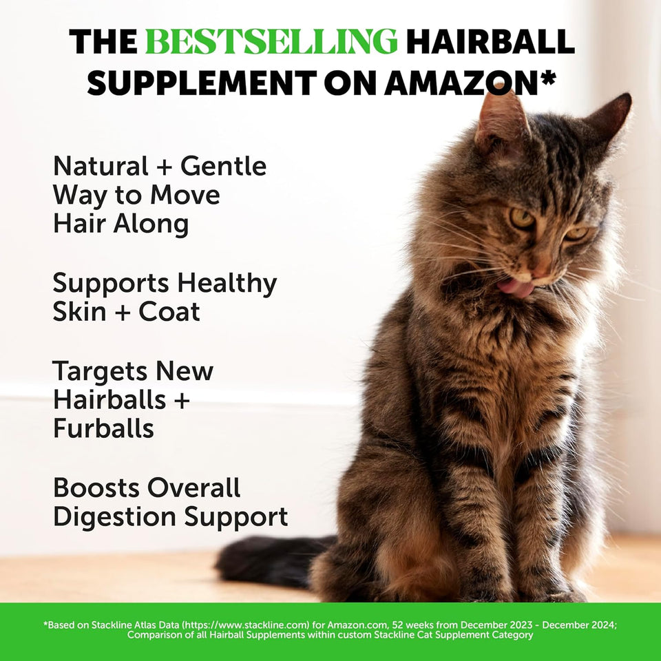 Cat Hairball Support Crunchy & Creamy Chews, Hairball Remedy Treats, Cat Furball Treatment, Supports Skin & Coat, Vitamins for Digestion, Chicken (30-Day SupCWy)