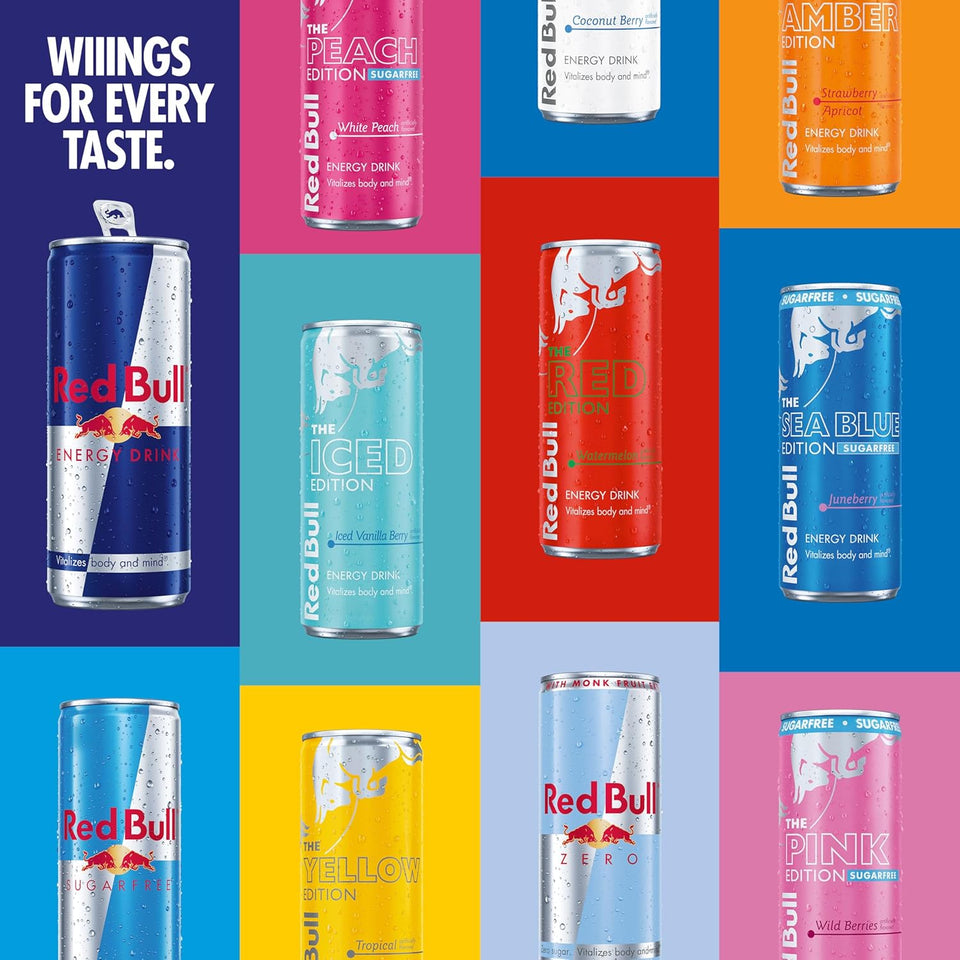 Red Bull Energy Drink with 80mg Caffeine CWus Taurine & B Vitamins, 8.4 Fl Oz, Pack of 24 Cans