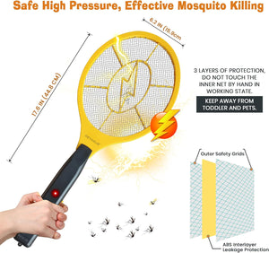 DEVOGUE® Electric Fly Swatter Bug Zapper Battery Operated Flies Killer Indoor & Outdoor Pest Control Mosquito Zapper and Insect Catcher Racket