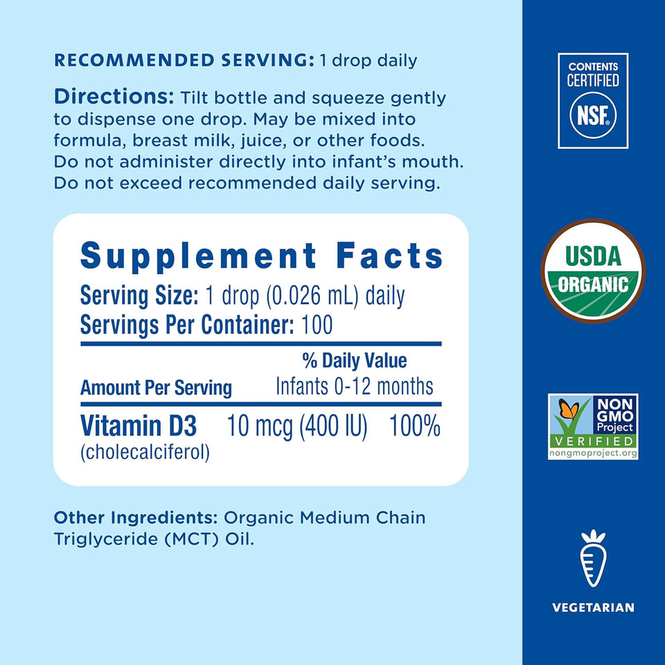 Mommy's Bliss Organic Drops No Artificial Color, Vitamin D, 0.11 Fl Oz
