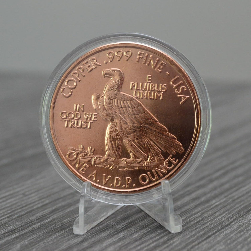 1907 Indian $10 Gold Eagle Replica 1 oz Pure .999 Copper Round Collectible 39mm Coin in Capsule - COA by Heavenly Metals
