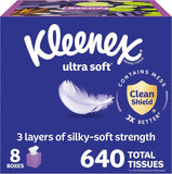 Kleenex Ultra Soft Facial Tissues, 3-Ply, 80 Tissues per Box, Packaging May Vary