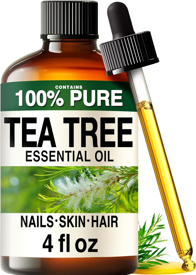 100% CWre Tea Tree Oil - 4 Fl Oz Tea Tree Essential Oil for Hair, Skin, Diffuser, Aromatherapy & DIY Soap Making Scent