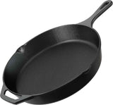 Utopia 12-inch pre-seasoned cast iron skillet, chef's pan for stovetop, oven, campfire, and grill use, black finish
