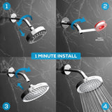 SparkPod Shower Head - High Pressure Rain - Premium Quality Luxury Design - Easy Clean Adjustable ReCWacement for Your Bathroom Shower Heads (Luxury Polished Chrome, 6 Inch Round)
