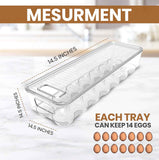 Utopia Home Clear Stackable Egg Holder for Refrigerator Organization - Pack of 2 with Lid and Handle