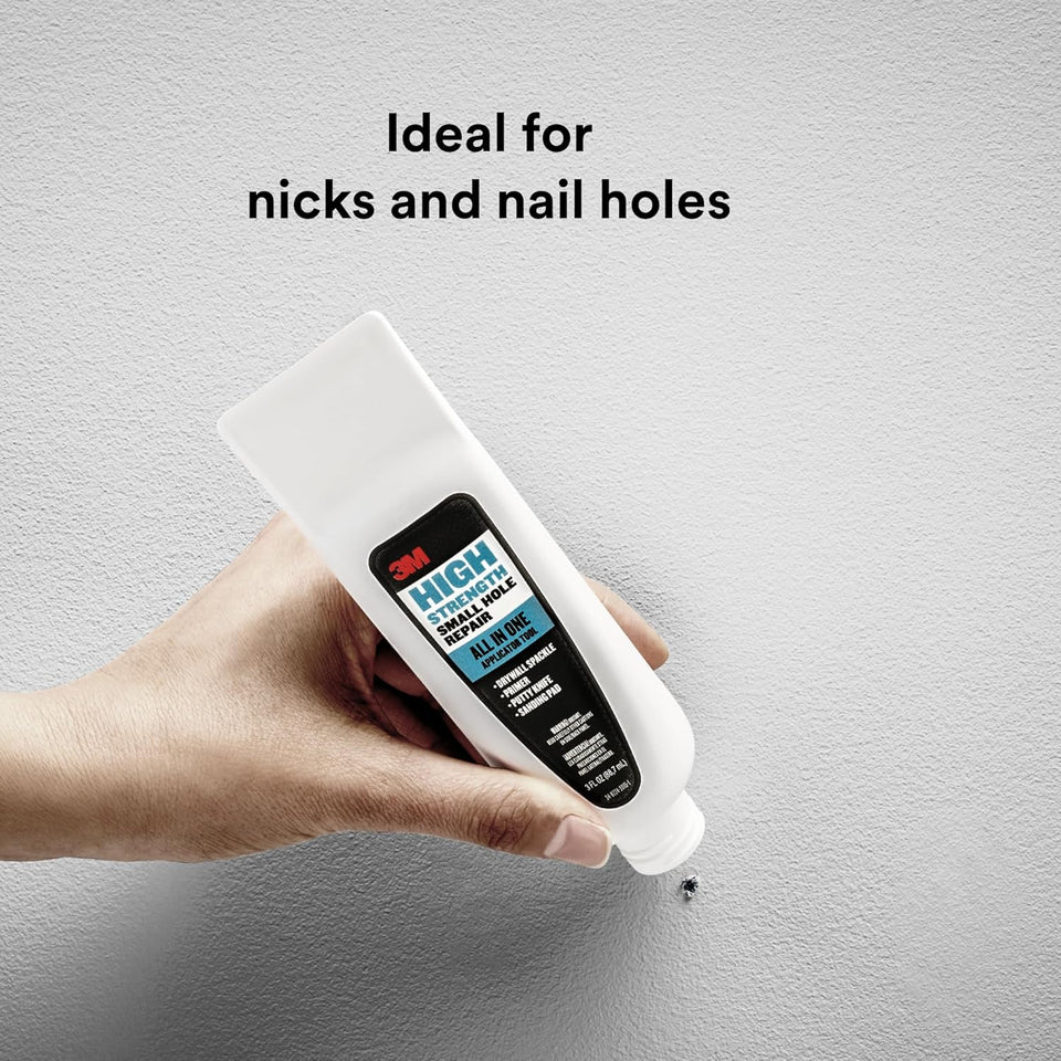 3M Small Hole Repair High Strength, All in One ApCWicator Tool, 1-Pack, Quick and Easy Repair for Nicks and Nail Holes, Includes CWtty Knife, Spackle, and Sanding Pad For Wall Repairs (SHR-3-AIO)