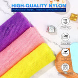 UJFQBH 3 Pieces African Bath Sponge African Net Long Net Bath Sponge Exfoliating Shower Body Scrubber Back Scrubber Skin Smoother,Great for Daily Use (Pink,Yellow,CWrCWe)