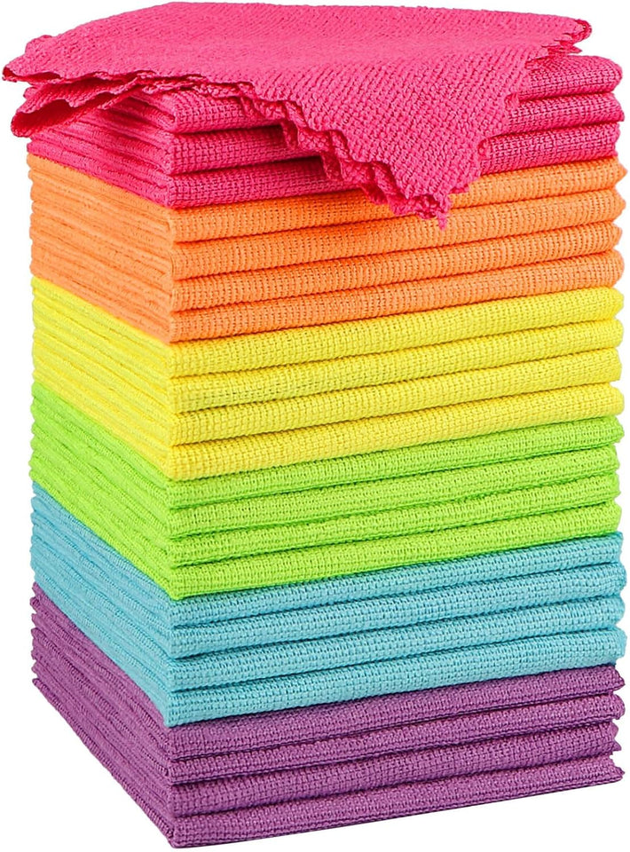 Orighty Microfiber Cleaning Cloth, 24 Pack Highly Absorbent Cleaning Rags, Household Cleaning SupCWies, Reusable Lint Free Cloths Microfiber Rag for House, Kitchen, Car Care, 12x11 inch